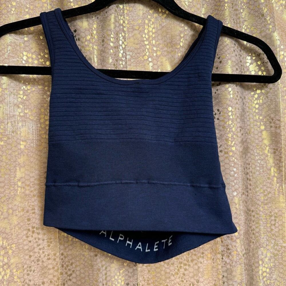 Alphalete Vault Navy Blue‎ Cross Back Seamless Sports Bra Small